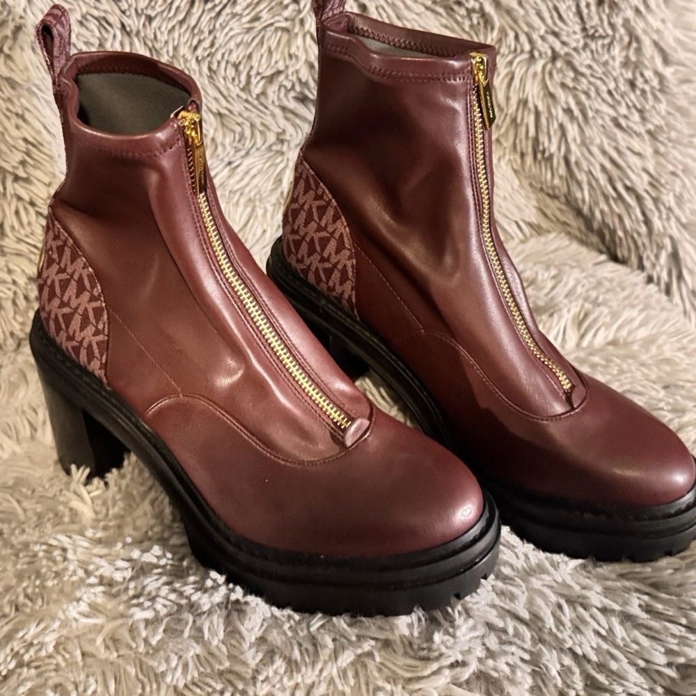 Michael Kors Burgundy Combat Boots - Picture 2 of 7
